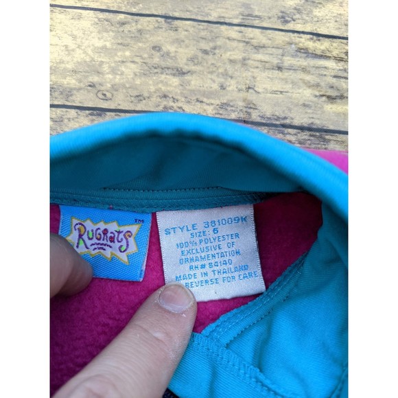 Vintage Rugrats 2000 Viacom Fleece Full Zip Vest Magenta Pink Children's Kids 6 - Picture 4 of 5